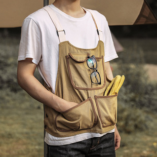 户外工作a服短款帆布画师围裙罩衣防污防水男女可调节背带围裙