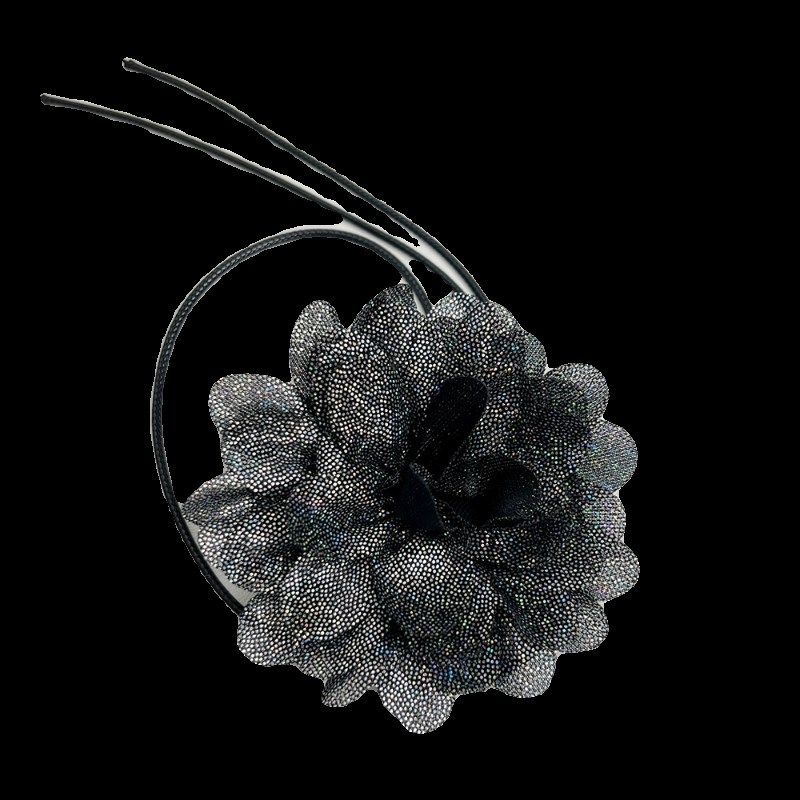 法式烫金闪光渐变色布艺花朵颈链立体花朵绑带颈花优雅气质项链