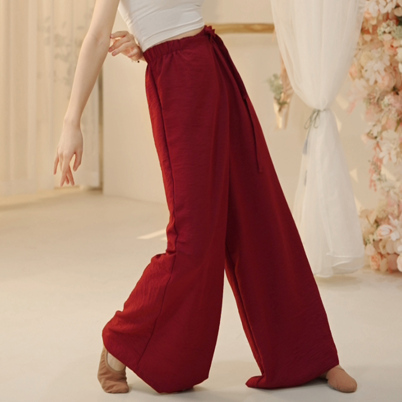 舞蹈裤成人现代舞裤子女宽松直筒2023秋季新款古W典练功阔腿中国