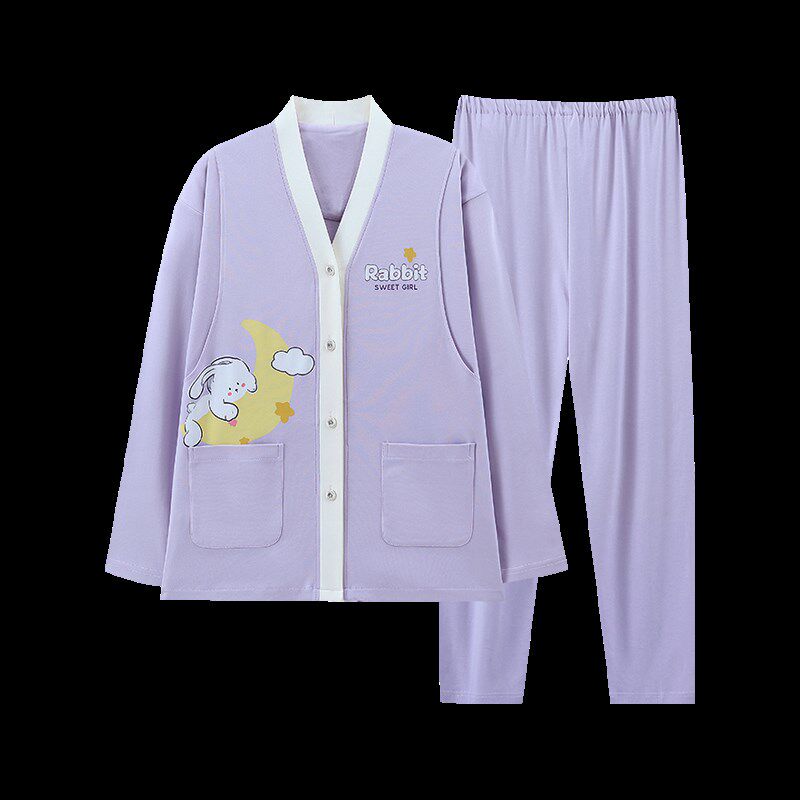 月子服春秋天产后产妇孕期哺乳期两用孕妇睡衣夏季薄款4月份5