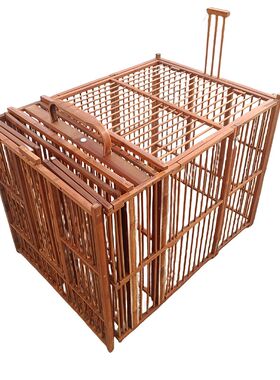 新款画眉款式收缩折叠攻笼斗鸟功笼竹制便携带公笼洗澡笼便宜鸟笼