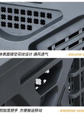 京酷周转筐蔬果g筐塑料框收纳箱带号插储物折叠箱塑胶盖灰色60*39