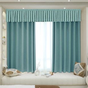 定制全遮光窗帘帘头成品魔术贴幔头挡光自粘魔术贴免打孔飘窗帘头