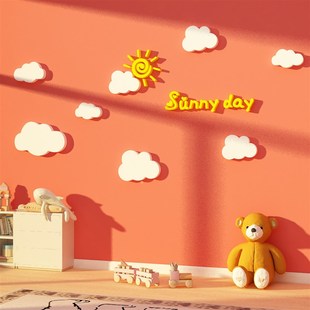 云朵贴纸儿童区房间布置女孩公主卧室床头画亚克力3d立体装 饰墙面