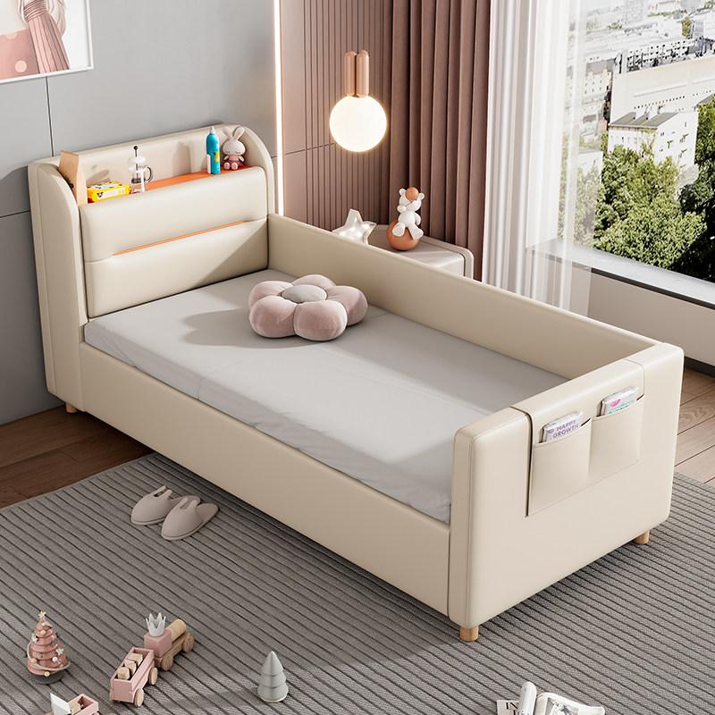 儿童储物拼接牀白色男孩女孩单人牀E婴儿带护栏公主牀加宽小牀牀,住宅家具,儿童拼接床,淘宝优惠券,粉丝福利购,淘宝优惠卷