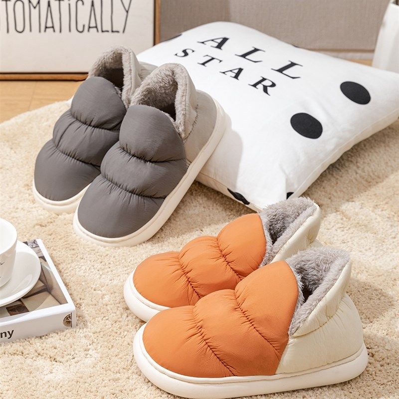 老人棉拖鞋防滑包跟冬季新款室内居家防水加绒加厚棉鞋男女士外穿