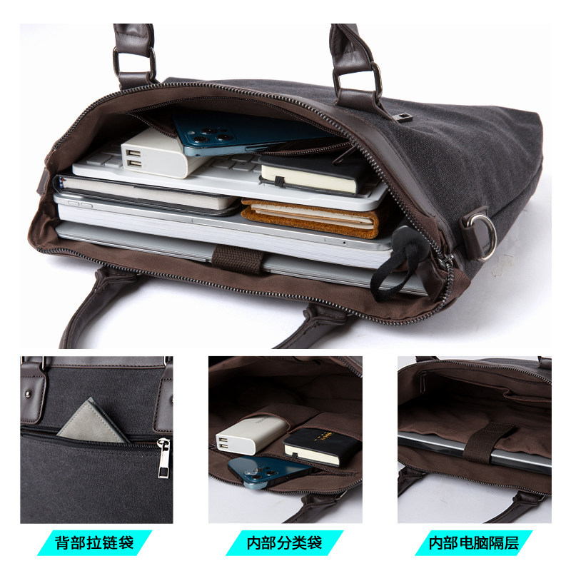 男士帆布公文包男商务休闲简约手提包青年办公电脑包单肩斜跨男包,箱包皮具/热销女包/男包,男士包袋,淘宝优惠券,粉丝福利购,淘宝优惠卷