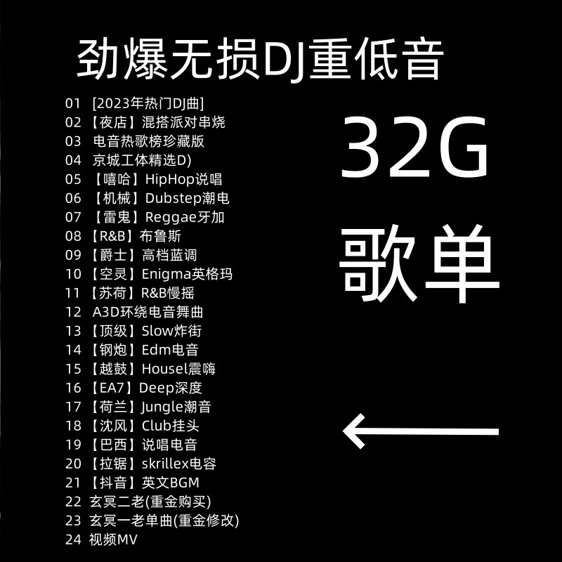 dj劲爆重低音车用U盘2023新款9D环绕音乐中文电音舞曲串烧歌曲无