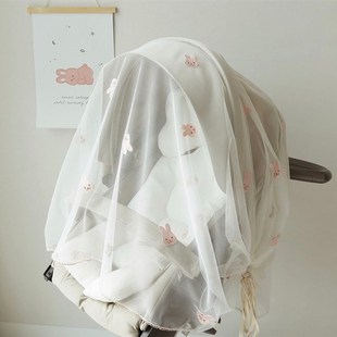 婴儿推车夏季蚊帐加密刺绣适用cybex博格步stokke昆塔斯蚊帐配件