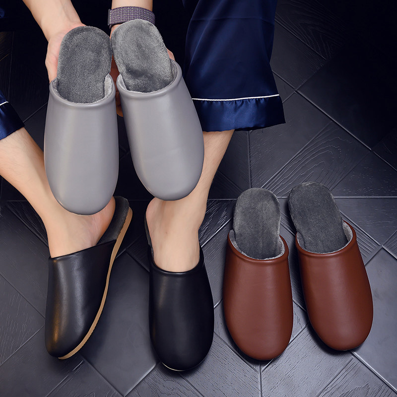 日式手工防水皮加绒家居室内防滑秋冬季棉拖鞋女家用地板软底无声,居家布艺,居家棉拖/棉鞋,淘宝优惠券,粉丝福利购,淘宝优惠卷