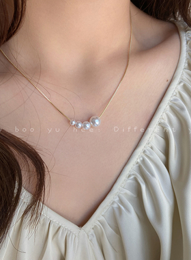 新品法式珍珠项链女复古小众简约设计高级感锁骨链气质百搭脖子配