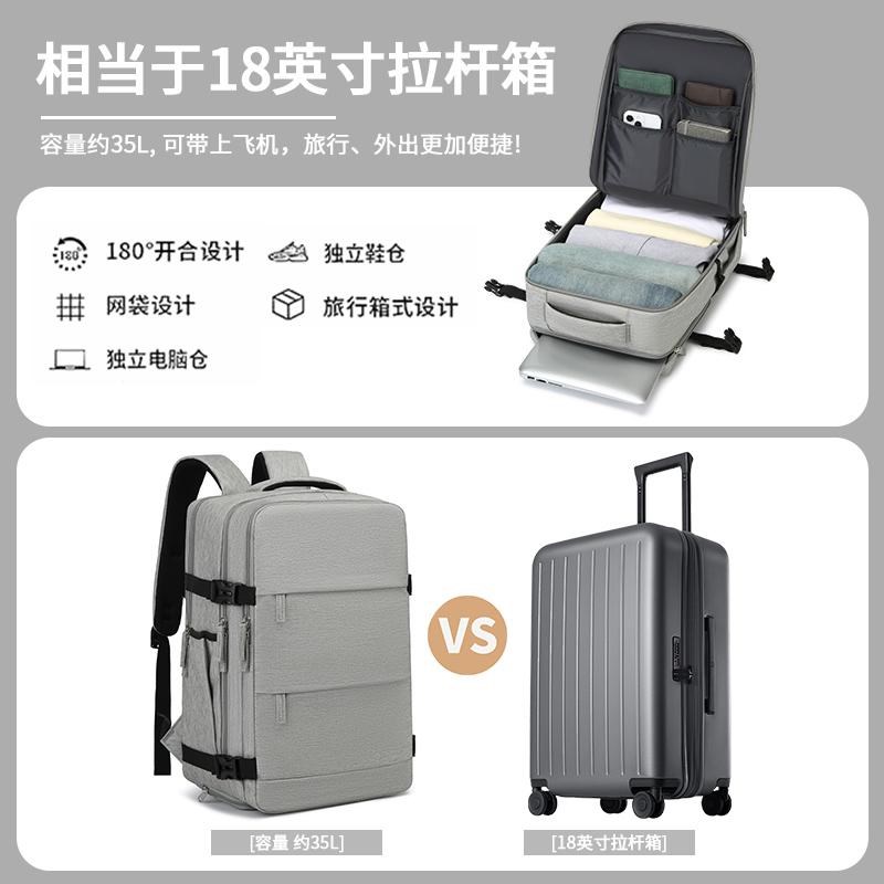 双肩包女士旅游轻便高颜值男学生电脑书包纯色简T约百搭大容量背
