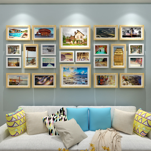 饰x画客厅沙发相片墙组合餐厅挂墙现代 直销新品 实木照片墙创意装