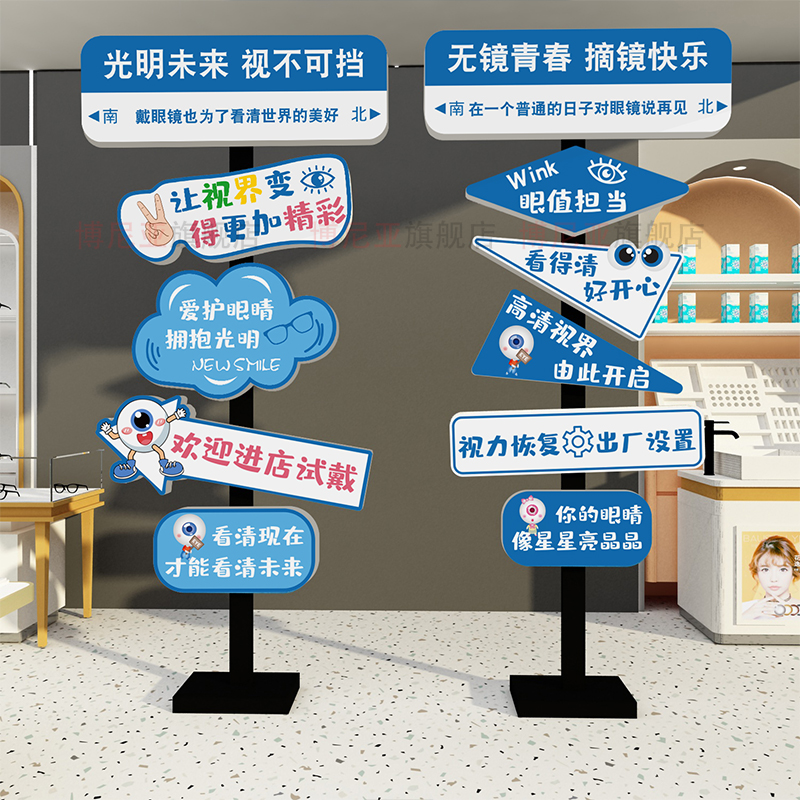 眼镜店墙面装饰画诊所文化背景广告海报验视光科室配宣传形象墙贴