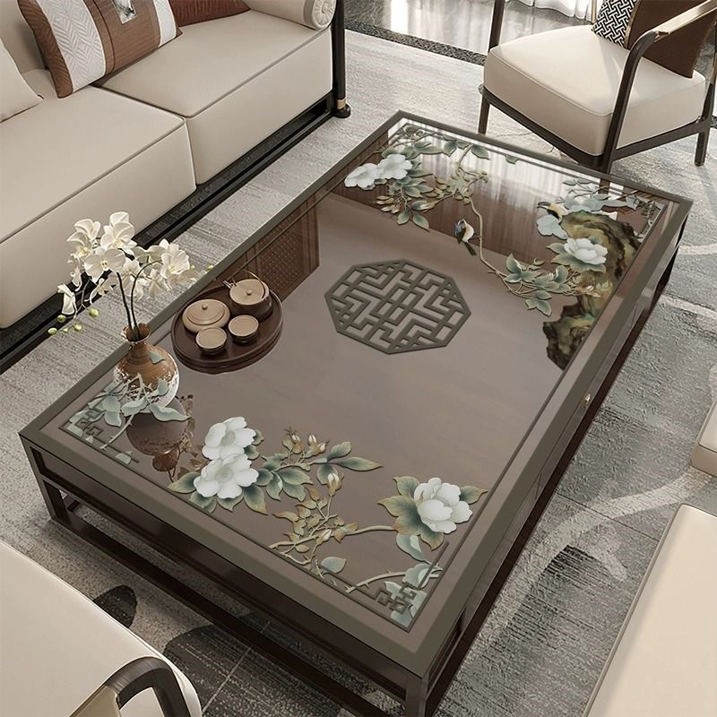 防水防油免洗餐桌垫中式PVC镂空印花半透明软玻璃茶几垫2023新款,居家布艺,桌布,淘宝优惠券,粉丝福利购,淘宝优惠卷