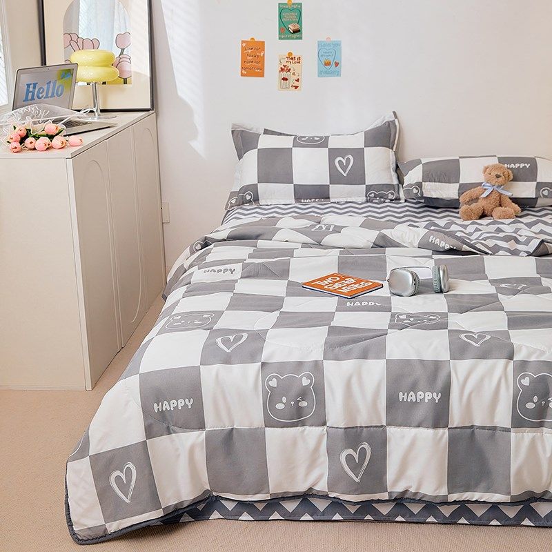 简约夏季被子夏凉被四件套空调被被芯单人学生宿舍三件套毯子夏被,床上用品,化纤被,淘宝优惠券,粉丝福利购,淘宝优惠卷