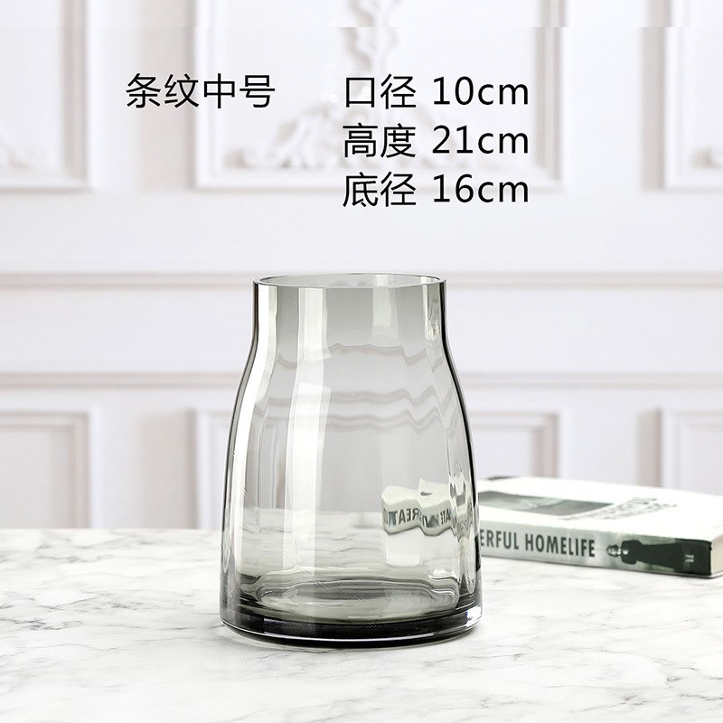 简约风北欧玻f璃花瓶水培鲜花百合玫瑰花瓶客厅样板间干花插花摆