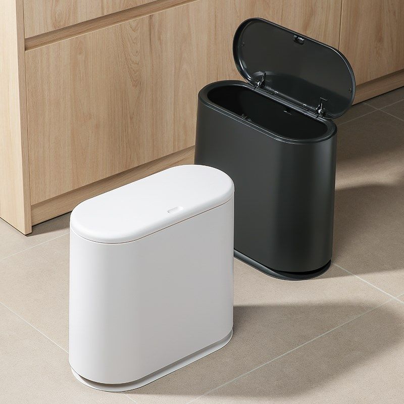 日式垃圾桶卫生间厕所2023新款按压式家用客高颜值带盖子夹缝
