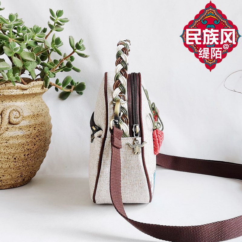 小包包女包新款布艺时尚百搭小圆包网红宽带手提单肩包斜挎手机包