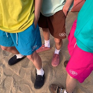 彩色多巴胺刺绣短裤 五分裤 男女生夏季 尼龙休闲速干沙滩裤 新款 美式