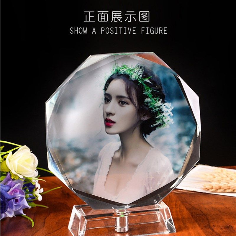 摆台水晶球摆件创意生日礼物相片制作旋转影像diy照片个性定制