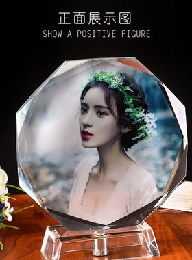 摆台水晶球摆件创意生日礼物相片制作旋转影像diy照片个性定制