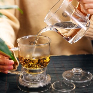 q家用办公玻璃泡茶器干湿分离泡茶壶泡茶神 茶水分离功夫茶具套装