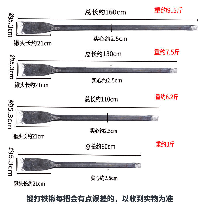撬铲子锻打d弹簧钢挖树洞移植花深挖坑铁镐园艺林工具除雪尖头直