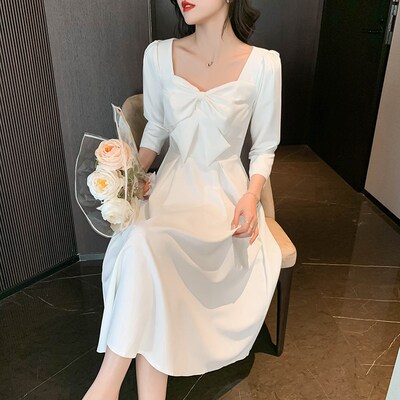 领证登记小礼服法式显瘦白色连衣裙平时日常可穿轻奢小洋装白裙子