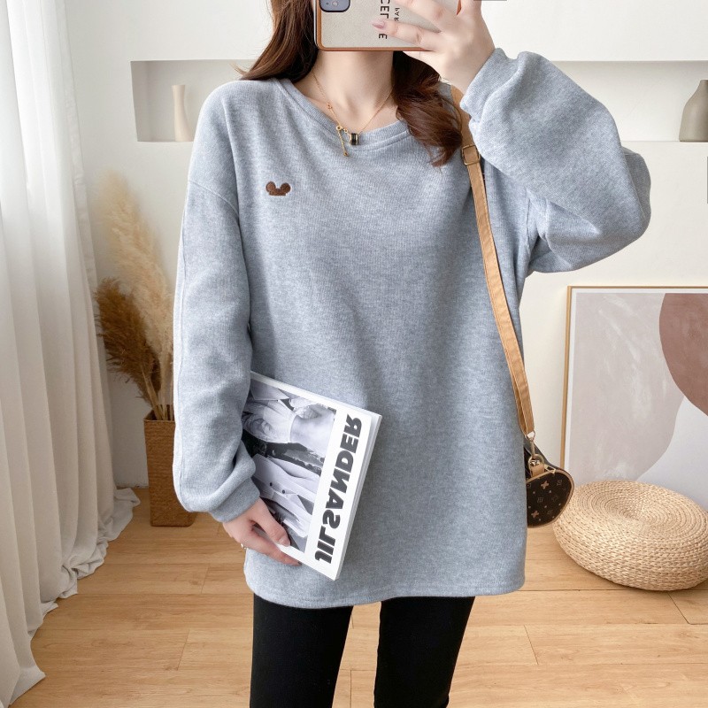 产后哺乳衣外出辣妈款时尚秋季大码长袖卫衣加绒加厚X冬装喂奶衣