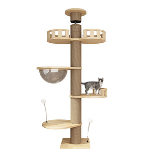 通天柱猫爬架飘窗配件pvc顶天立地猫爬架实木猫窝猫树一体不占地