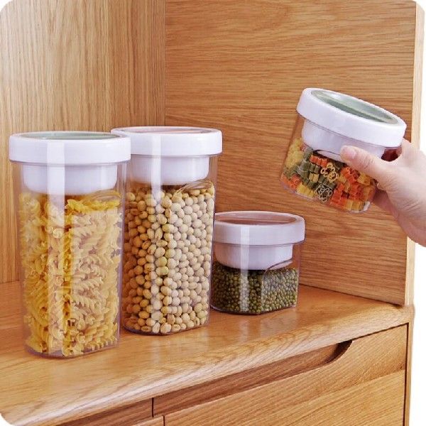 推荐Transparent Plastic Double Sealed Jar Household Organiz