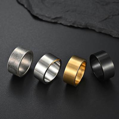 速发10mm Titanium Steel Wide Ring Brushed Large Ring for Men