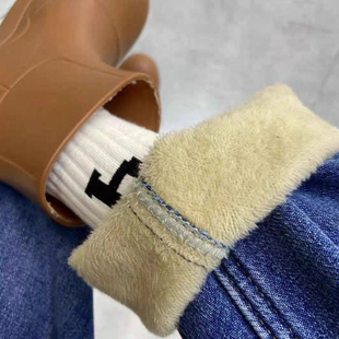 加绒加厚哈伦牛仔裤 高腰显瘦老爹裤 女冬 子胖妹妹大码 梨形身材裤