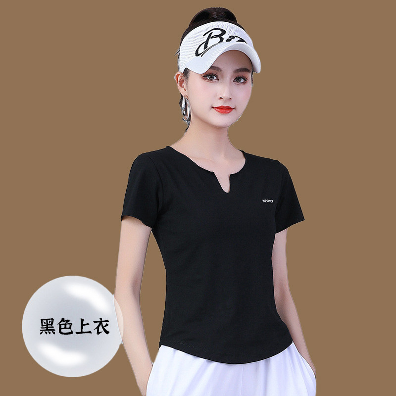 小众高货杨丽萍广场舞蹈打底衫 新款短袖上衣 运动服女健身鬼步舞