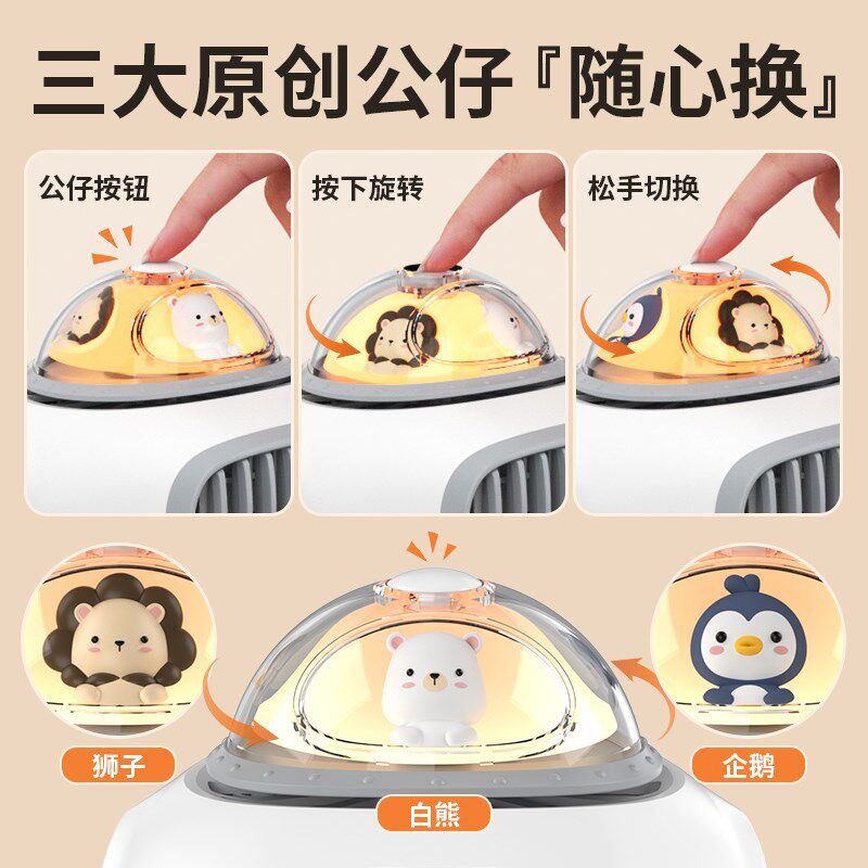 婴儿车小风扇八爪鱼手持便携式充电驱蚊轻音可摇头音乐户外桌面儿