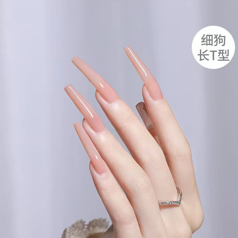 新品美甲甲片延长甲专用水滴形长梯形半贴全贴磨砂免刻磨细狗指甲