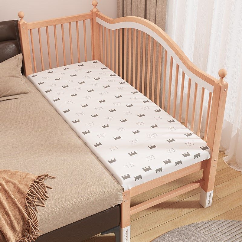 榉木儿童拼接床高低可调带护栏加宽床拼接床边宝宝婴儿床实木小床,住宅家具,儿童拼接床,淘宝优惠券,粉丝福利购,淘宝优惠卷