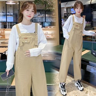 春夏新款 宽松直筒裤 时尚 小个子春秋吊带裤 女夏 外穿大码 孕妇背带裤