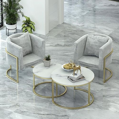 北欧小户型沙发茶几组合网红美容院会客服装店工作室轻奢铁艺沙发