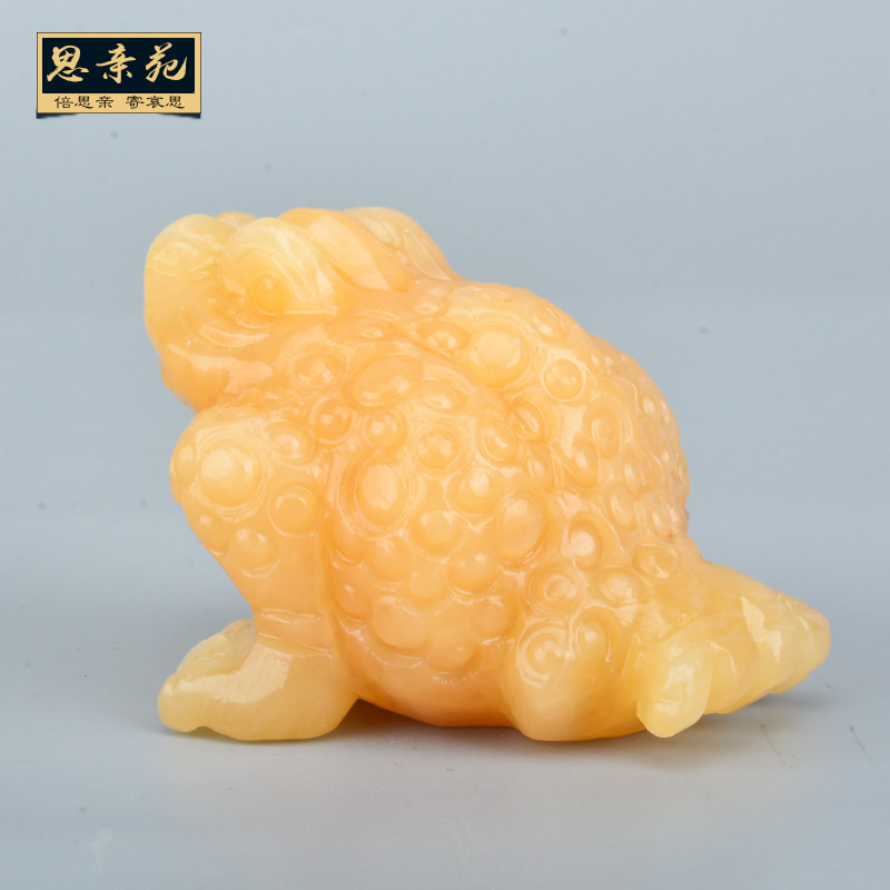 小众高货天然米黄玉随葬陪葬下葬殡葬丧葬用品金蟾骨灰盒前小摆件