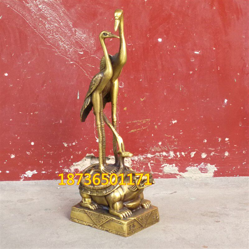新品大号纯铜鹤黄鹤归来延年铜双仙鹤踏龙龟归t鹤家居铜器摆件
