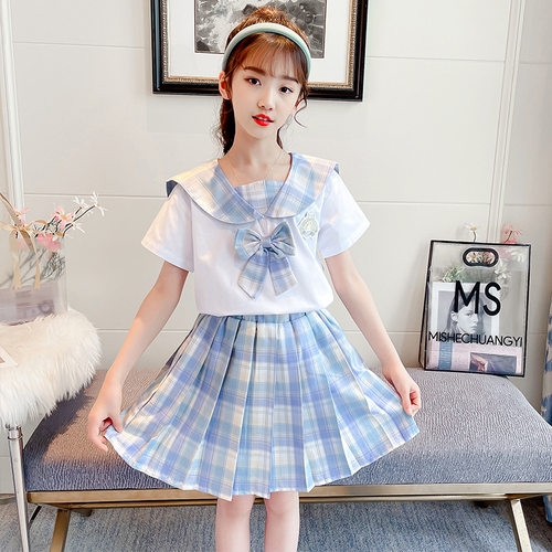 高货现货速发女童连衣裙2023新款洋气夏装jk制服套装夏款小学生学