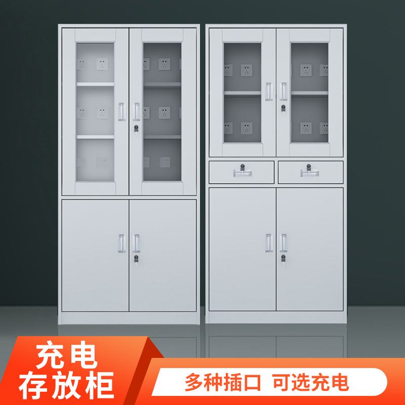 钢制办公室文件柜充电柜s手机存放柜铁皮矮柜书柜资料带锁凭证档