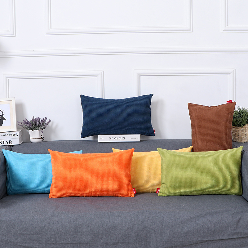 纯色腰枕玉米绒颗粒绒面长抱枕靠垫办公室座椅子靠枕W午睡枕护腰