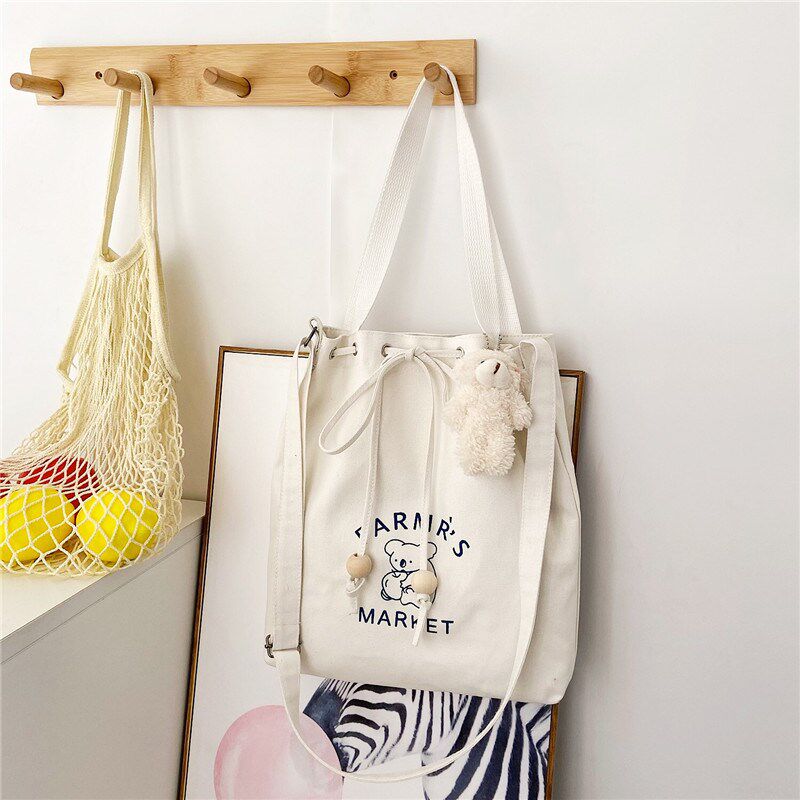 新帆布包女学生韩版2024新款百搭大容量简约时尚单肩斜挎日系手提