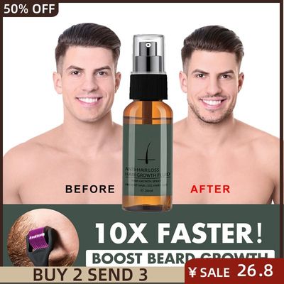 速发Natural Men Beard Growth Essence Spray Hair Loss Treatme