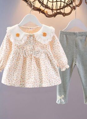 6-12个月一岁多2到3春秋装新款女童两件套女宝宝碎花裙子婴幼儿1-