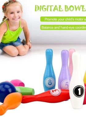 Colorful Standard 12 Piece Bowling Set w/ 10 Pins, 2 Bowling