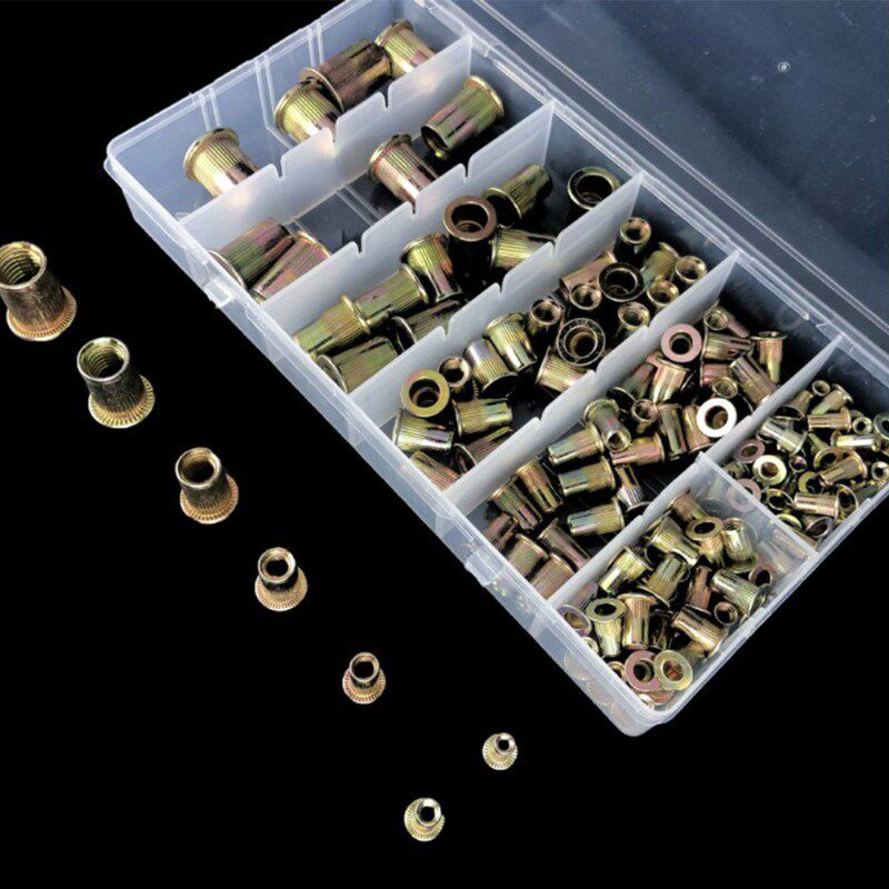210/165/100pcs Box Carbon Steel Rivet Nuts Carbon Steel M3 M
